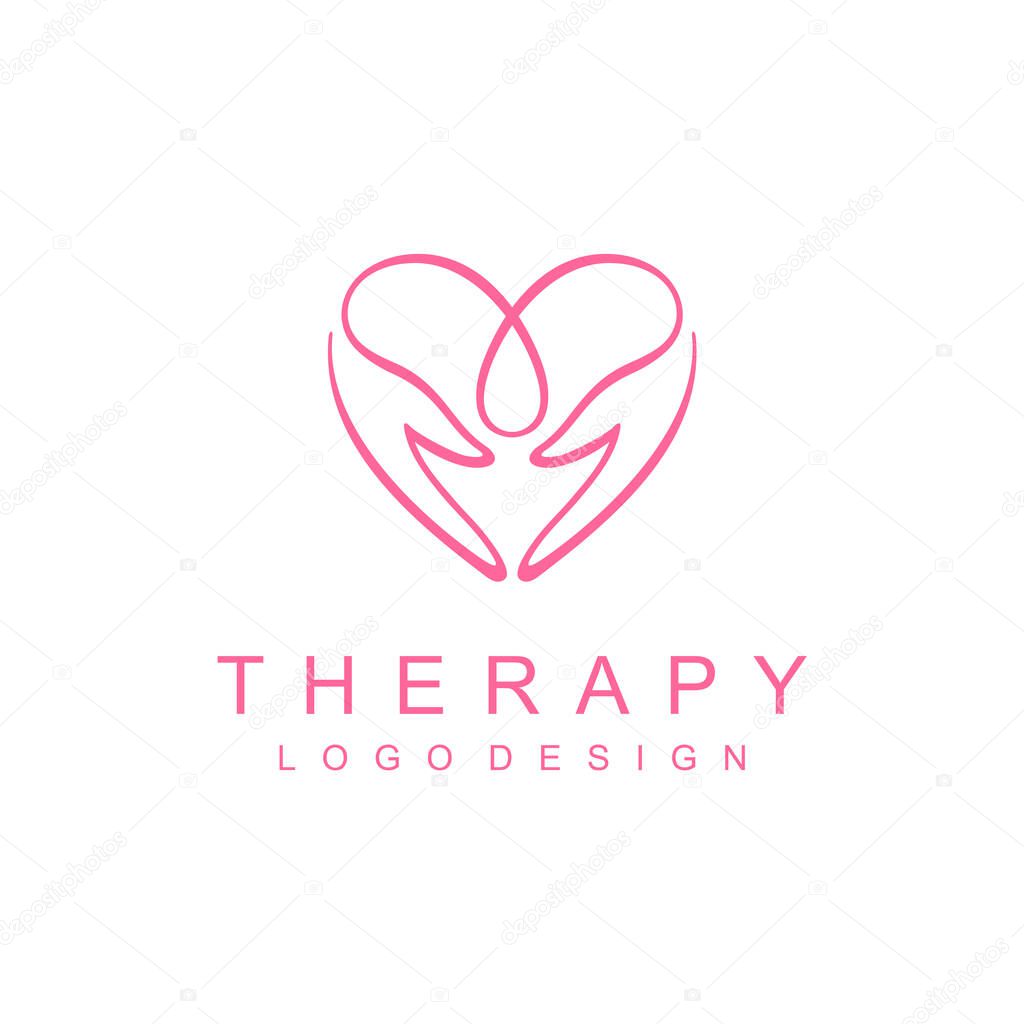 Therapy logo with love element, message logo