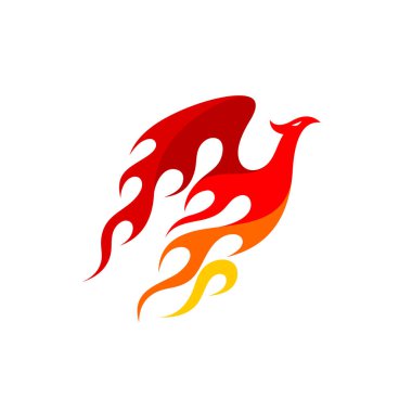 Ateş konseptli Phoenix logosu, kuş ateşi logosu