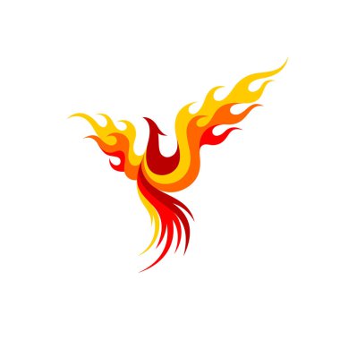 Ateş konseptli Phoenix vektörü, kuş ateşi logosu