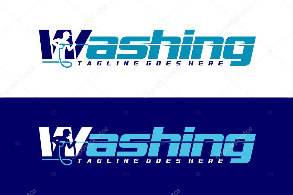 Washing lettering logo, Power Wash logo
