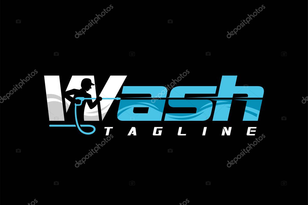 Wash lettering logo, Power wash logo