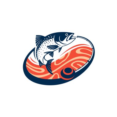 İçinde et dokusu olan somon logosu.