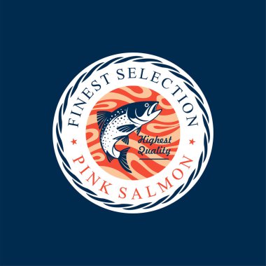 somon balığı amblemi, somon pulu logosu.