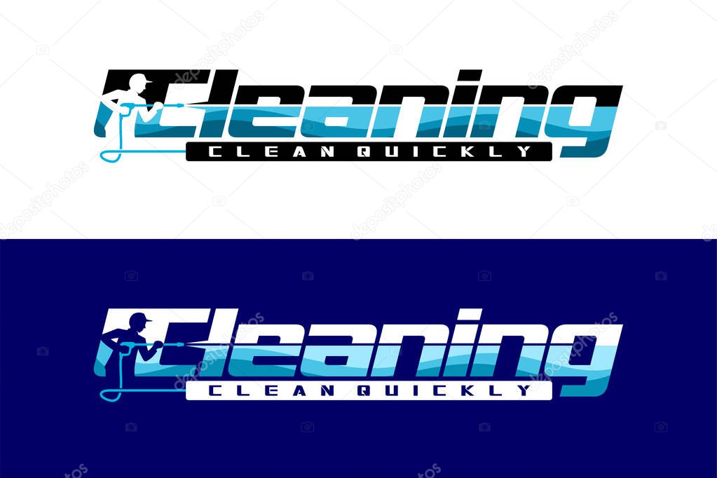 Pressure Washing logo with lettering concept