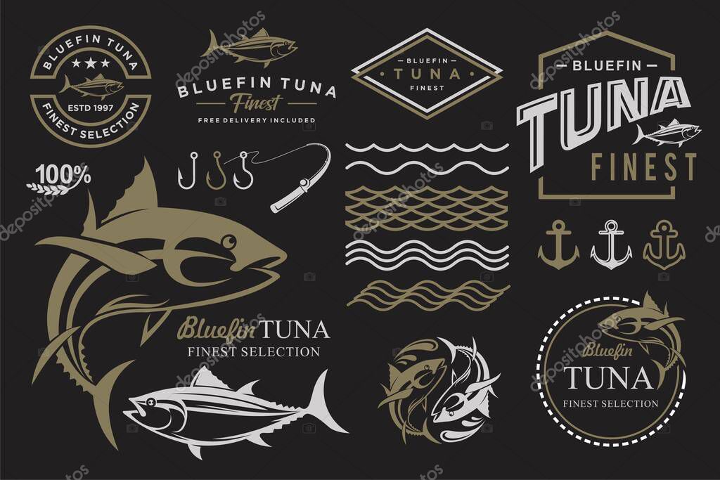 Set of vintage bluefin tuna elements