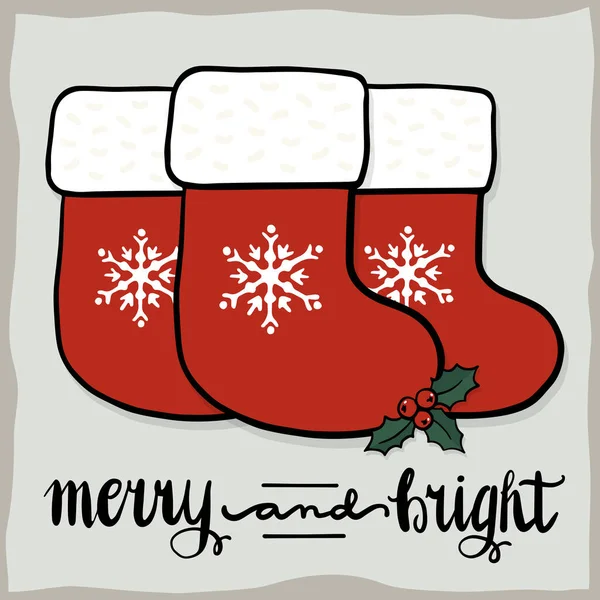 Noel Sezonu Kış Tatili Karalama Renkli Vektör Illüstrasyonu Noel Çorabı Vektör Grafikler