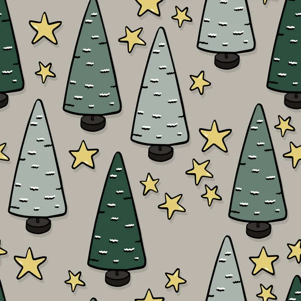 Weihnachtszeit Winter Holiday Doodle Lineare Bunte Vektor Saisonale Nahtlose Muster — Stockvektor