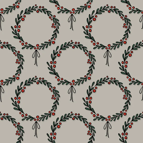 Temporada Navidad Vacaciones Invierno Doodle Lineal Vector Colorido Patrón Estacional — Archivo Imágenes Vectoriales