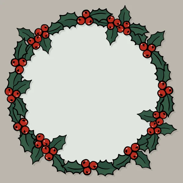 Noel Sezonu Kış Tatili Doodle Renkli Vektör Illüstrasyonuyla Noel Çelengi — Stok Vektör
