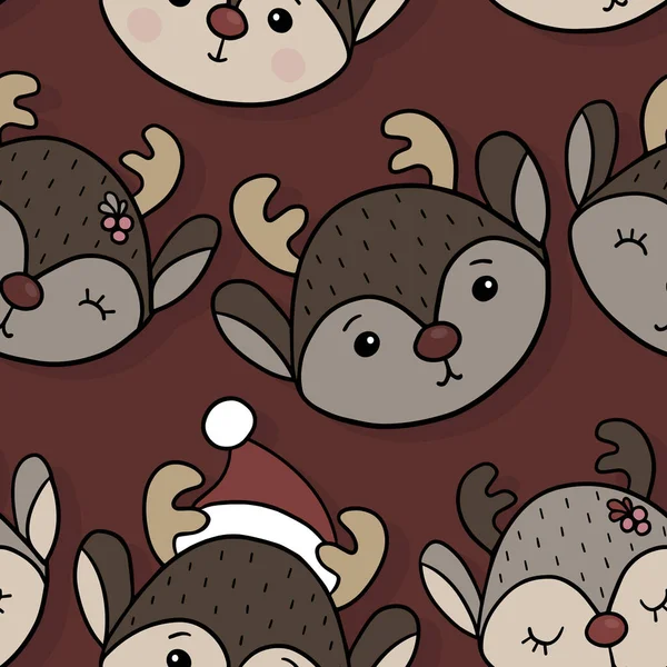 Weihnachtszeit Winter Holiday Doodle Bunten Vektor Nahtlose Muster Mit Niedlichen — Stockvektor