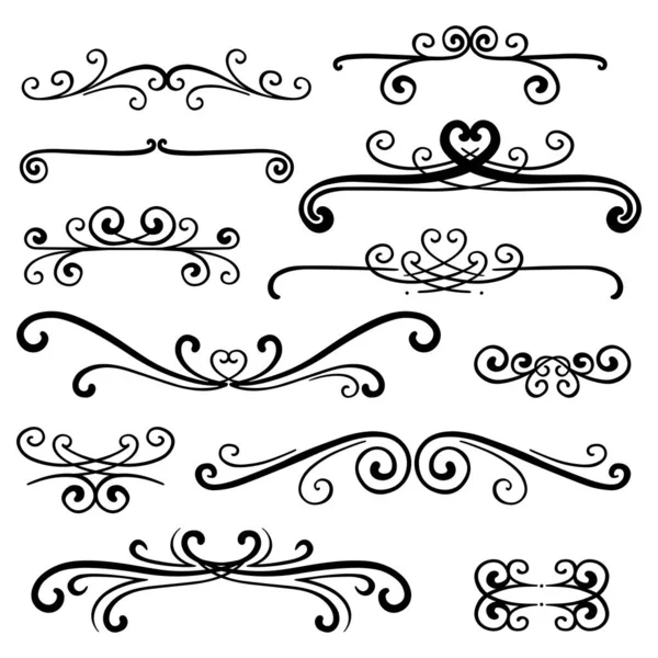 Hand Drawn Head Bottom Curly Ornamental Dividers Calligraphy Card Poster Telifsiz Stok Vektörler