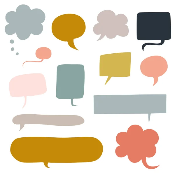 Hand Drawn Doodle Style Blank Colorful Speech Bubble Set Vector — Stock Vector