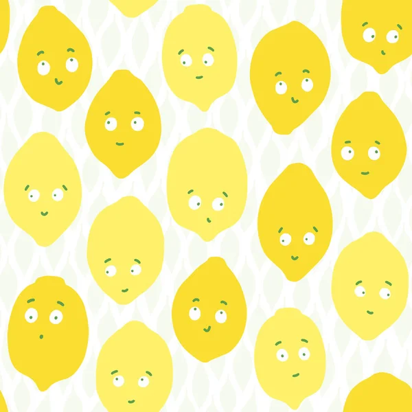 Barevné Vektor Ručně Kreslené Chaotické Citron Ovoce Léto Sezónní Bezešvé — Stockový vektor