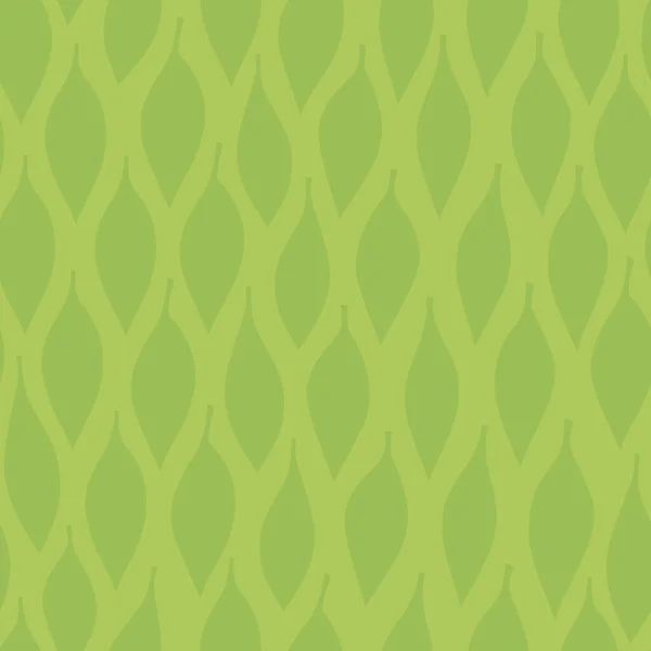 单色矢量手绘凌乱的叶型在竖直行中的夏季无缝重复图案在绿色背景上 — 图库矢量图片