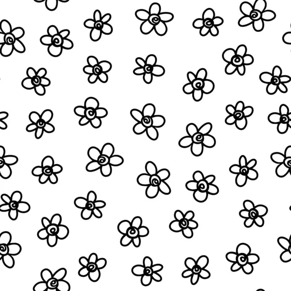 Hand Gezeichnet Doodle Linear Monochrom Vektor Chaotisch Erdbeerblüten Frühling Sommer — Stockvektor
