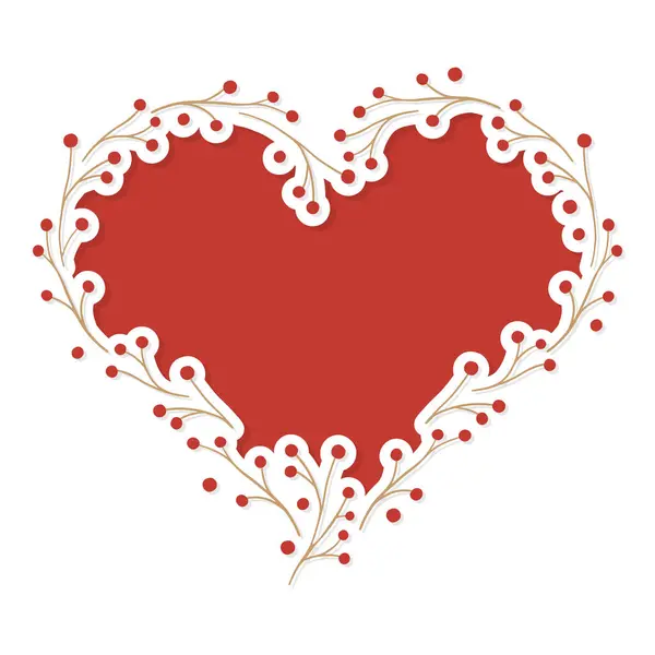 Χειροποίητο Σχήμα Καρδιάς Από Μικροσκοπικά Κλαδιά Κόκκινα Μούρα Ρομαντικό Πολύχρωμο Royalty Free Εικονογραφήσεις Αρχείου
