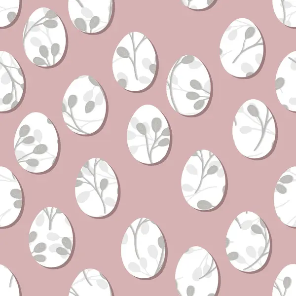 Πασχαλινά Αυγά Διακοσμημένα Λεπτή Βοτανικό Σχεδιασμό Άνοιξη Εποχή Διακοπές Διάνυσμα Διανυσματικά Γραφικά