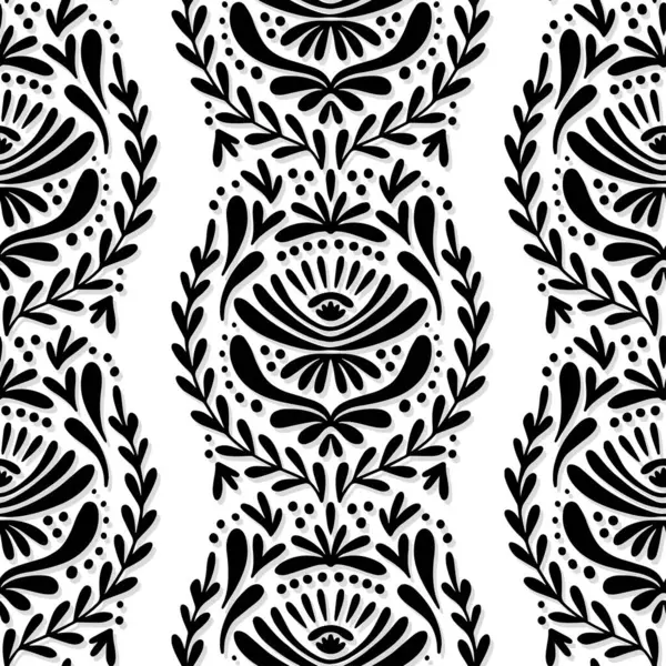 Vertical Lace Type Botanical Style Black White Monochrome Seamless Pattern Royalty Free Stock Vectors