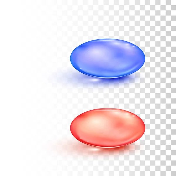 Czerwone Niebieskie Okrągłe Przezroczyste Tabletki Stylu Matrycy Izolowane Przejrzystym Tle — Wektor stockowy