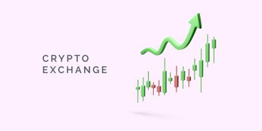 Borsa grafiğinde 3D yükselen ok. Borsada ve tahvil piyasasında küresel eğilim. İş afişi yatırım gelirini artırdı. Vektör illüstrasyonu