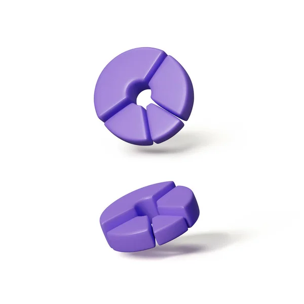 多纳图3D写实风格 用于信息可视化的圆形图表 紫色的彩色图片 — 图库矢量图片