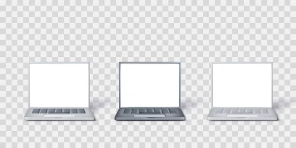 Zestaw Laptopa Kolorze Czarnym Srebrnym Laptop Makieta Białym Ekranem Dla — Wektor stockowy