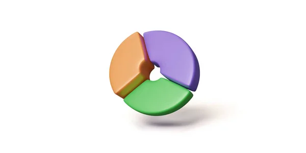 Donut Chart Isolated White Pie Diagram Icon Green Orange Purple — Stock Vector