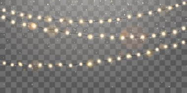 Christmas glowing garland. Festive bright shiny bulbs. Vector illustration clipart