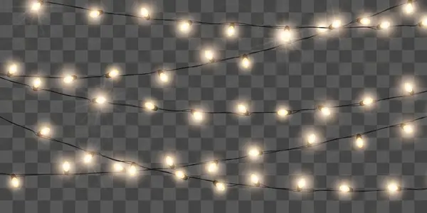 Christmas lights set. Holiday decoration. Glowing garland. Vector illustration