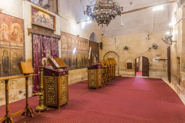 WADI NATRUN, EGYPT - 30 Ocak 2019: Mısır 'ın Wadi El Natrun kentindeki Aziz Pishoy (Bishoi) manastırının içi