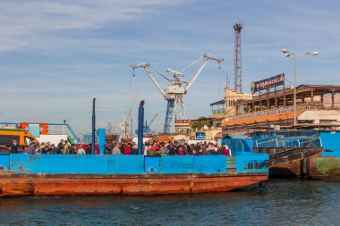 PORT FUAD, EGYPT - 3 Şubat 2019: Limandaki feribot Fuad, Mısır
