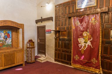 WADI NATRUN, EGYPT - 30 Ocak 2019: Mısır 'ın Wadi El Natrun kentindeki Aziz Pishoy (Bishoi) manastırının içi