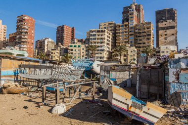 View of shipyards in Alexandria, Egypt clipart