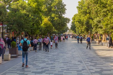 HAMADAN, IRAN - JULY 14, 2019: Pedestrian street in Hamadan, Iran.