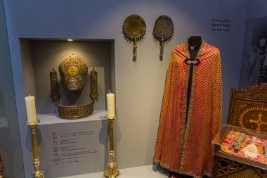 ISFAHAN, IRAN - JULY 10, 2019: Exhibits of the museum of the Vank cathedral in Isfahan, Iran