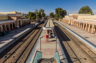 EDFU, EGYPT - FEB 17, 2019: View of Edfu railway station, Egypt