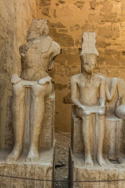 LUXOR, EGYPT - FEB 20, 2019: Sculptures in the Luxor temple, Egypt