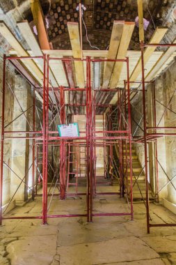 Scaffoldings in the Temple of Seti I (Great Temple of Abydos), Egypt