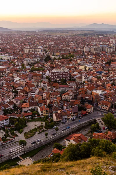 Vue Aérienne Soir Ville Prizren Kosovo — Photo