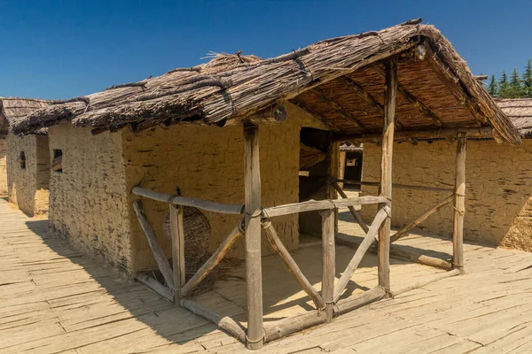 House at Bay of Bones, prehistoric pile-dwelling, recreation of a bronze age settlement on Lake Ohrid, North Macedonia
