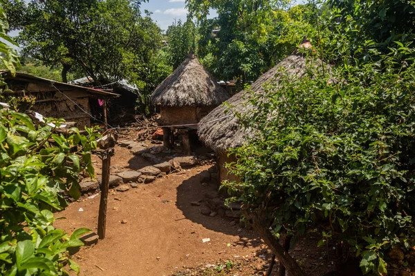 Cabanes Typiques Dans Village Konso Ethiopie — Photo