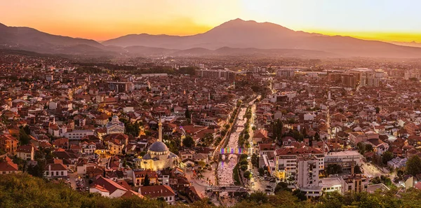 Zonsondergang Luchtfoto Van Prizren Stad Kosovo — Stockfoto