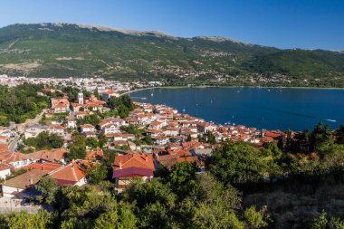 Kuzey Makedonya 'nın Ohri kentinin hava manzarası