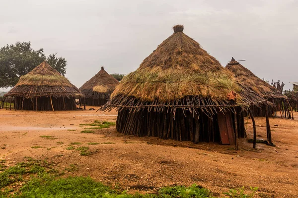 埃塞俄比亚图尔米附近Hamer部落一个村庄的棚屋 — 图库照片