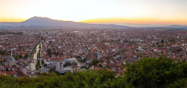 Zonsondergang Luchtfoto Van Prizren Kosovo — Stockfoto