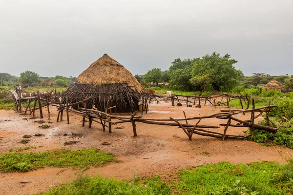 Cabane Dans Village Tribu Hamer Près Turmi Éthiopie — Photo
