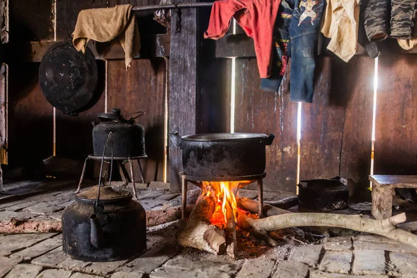 Küche Eines Hauses Dorf Samarkisay Der Provinz Phongsali Laos — Stockfoto