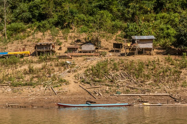 Wioska Nam Zbiornik Wodny Laos — Zdjęcie stockowe