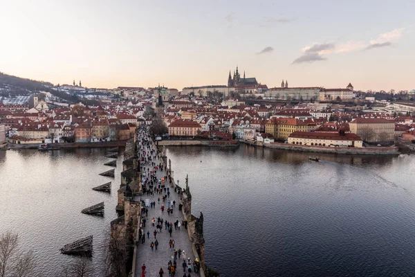Utsikt Över Prags Slott Och Karlsbron Prag Tjeckien — Stockfoto