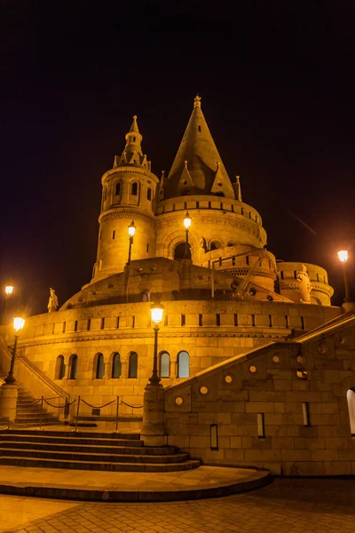 Kvällsutsikt Över Fiskarbastionen Buda Slott Budapest Ungern — Stockfoto